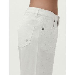 PANTALONI PALAZZO IN BULL CON STRASS - WW30286