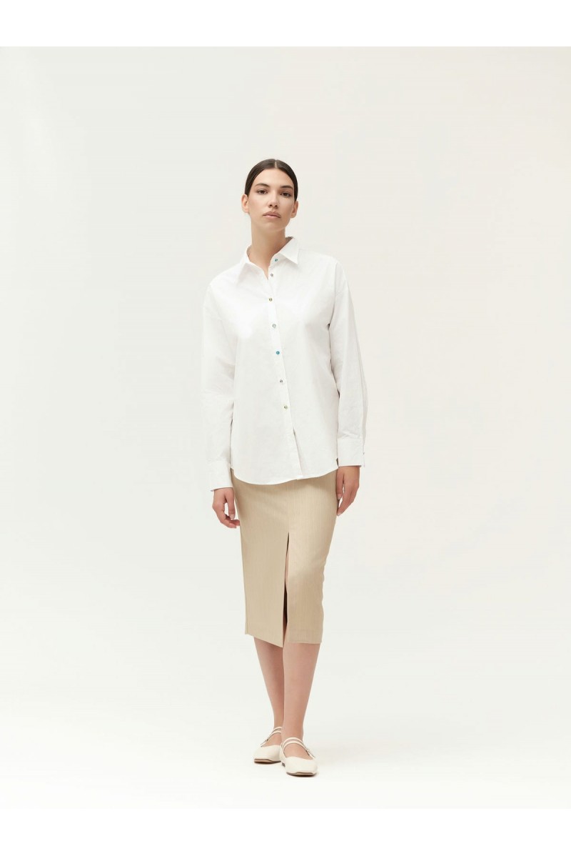 WHITE WISE CAMICIA BASICA CON BOTTONI MULTICOLOR - WW30470 