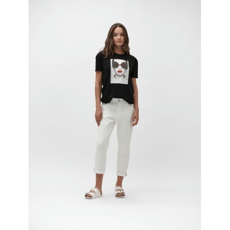 PANTALONE BASICO IN BULL CON RISVOLTO - WW30514