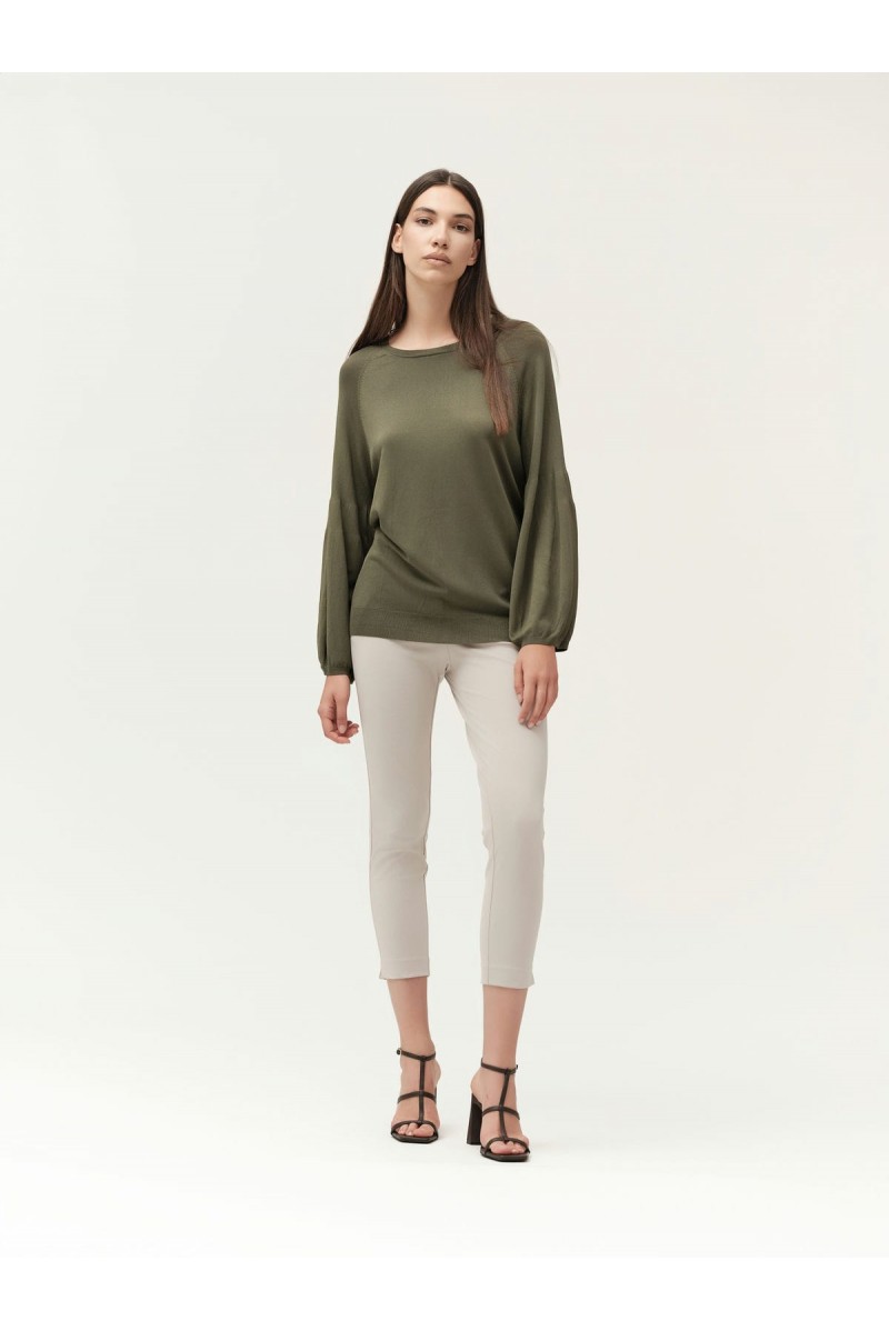 PANTALONE CON SPACCHETTO IN PUNTO MILANO  COTONE - WW30533
