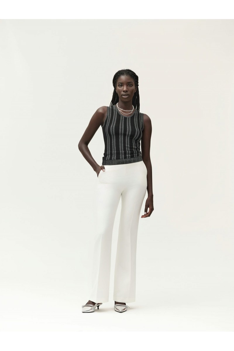 PANTALONE IN BI-STRETCH CON APPLICAZIONE ORO - WW30554