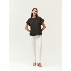 PANTALONE IN BI-STRETCH CON APPLICAZIONE ORO - WW30554