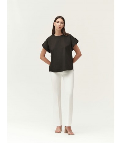 PANTALONE IN BI-STRETCH CON APPLICAZIONE ORO - WW30554