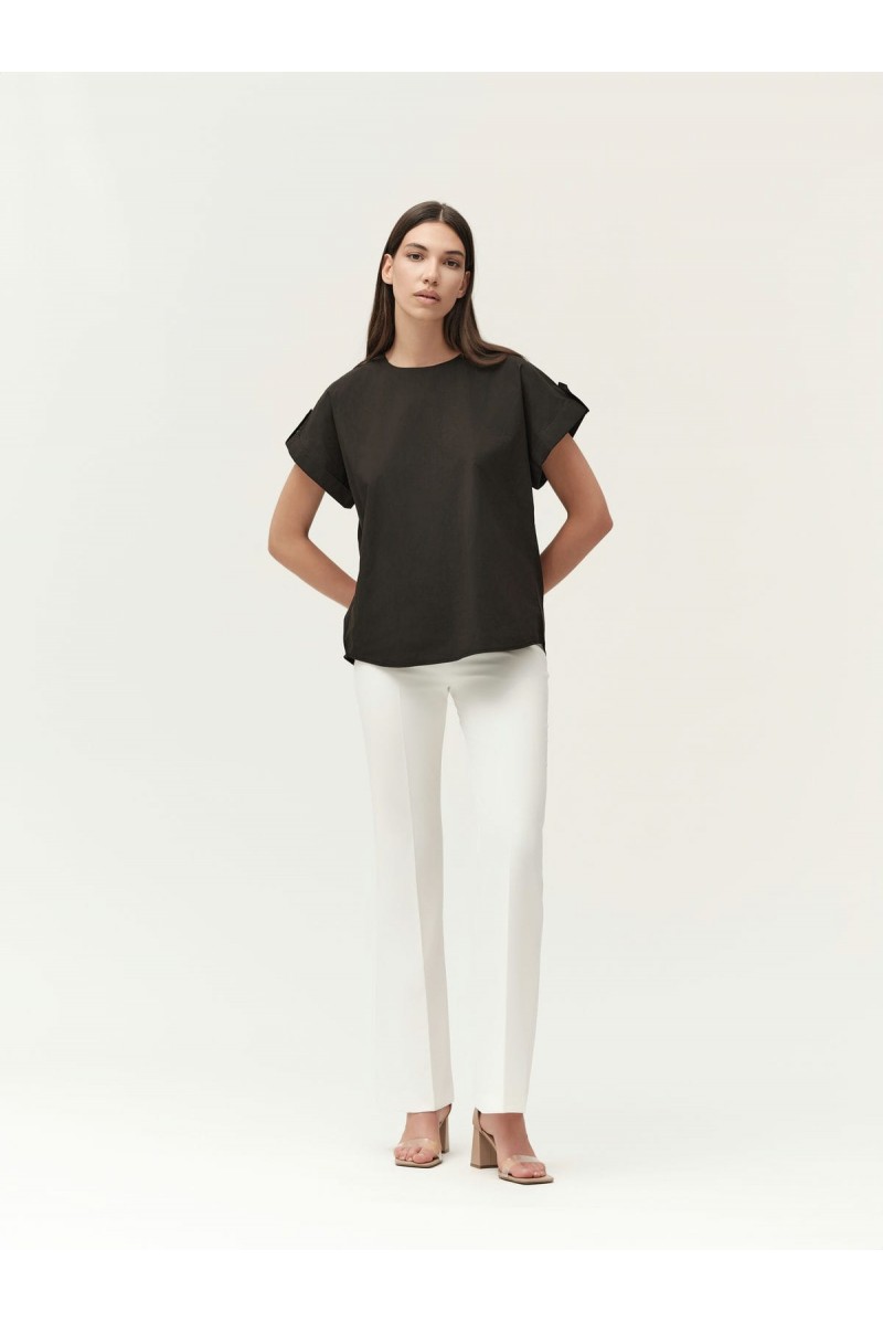 WHITE WISE PANTALONE IN BI-STRETCH CON APPLICAZIONE ORO - WW30554 