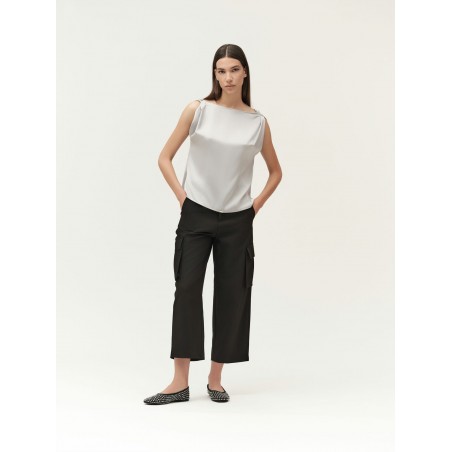 TOP IN RASO CON DRAPPEGGIO E CATENA - WW30627