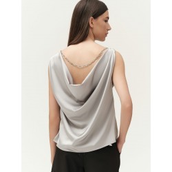 TOP IN RASO CON DRAPPEGGIO E CATENA - WW30627
