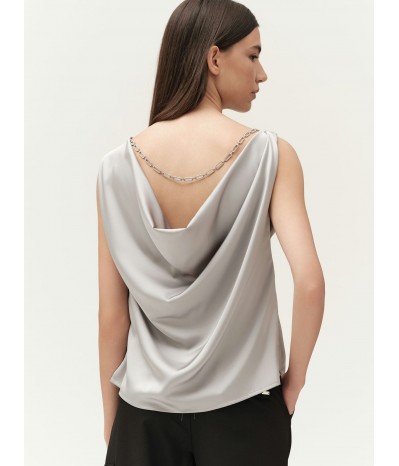 TOP IN RASO CON DRAPPEGGIO E CATENA - WW30627