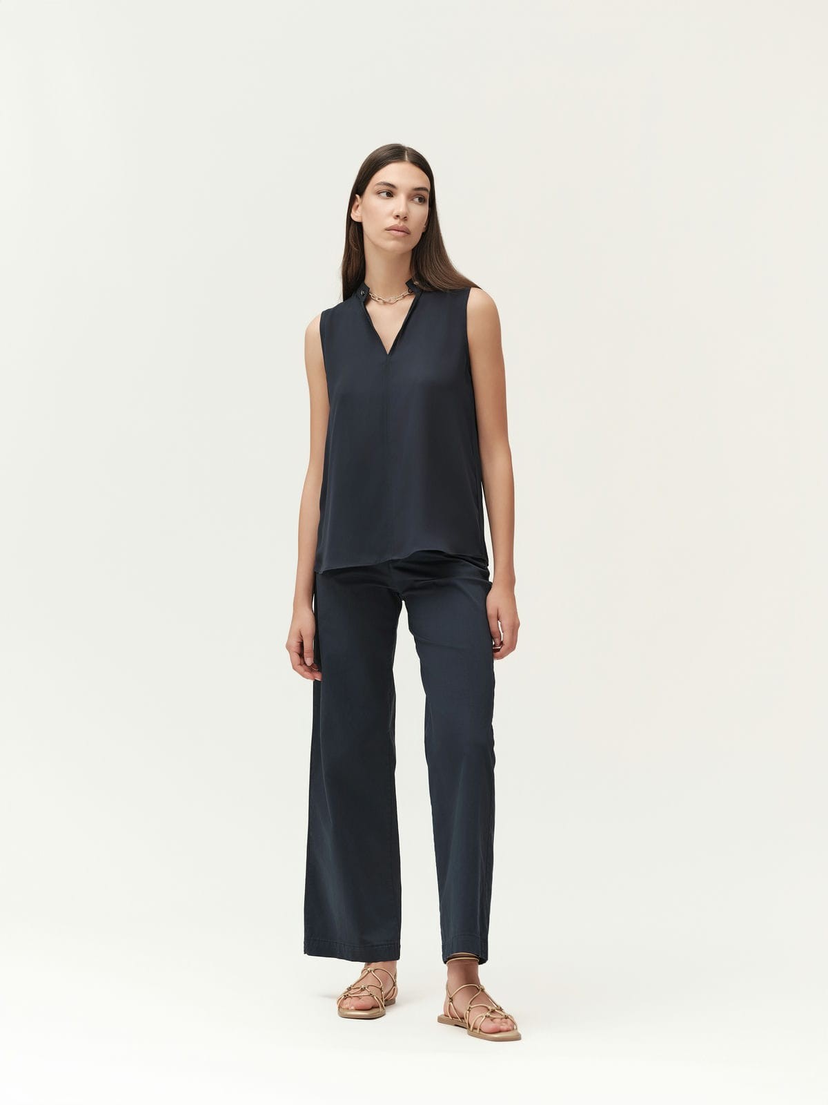 BLUSA SMANICATA IN GEORGETTE CON CATENA - WW30751
