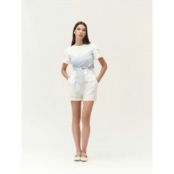T-SHIRT CON INSERTO IN POPELINE - WW30807