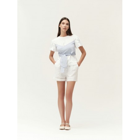 T-SHIRT CON INSERTO IN POPELINE - WW30807