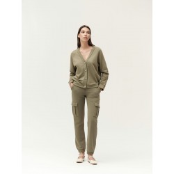 CARDIGAN IN FELPA CON BOTTONE GIOIELLO - WW30821