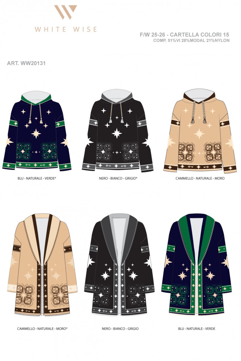 WHITE WISE CARDIGAN JACQUARD FANTASIA - WW20130 