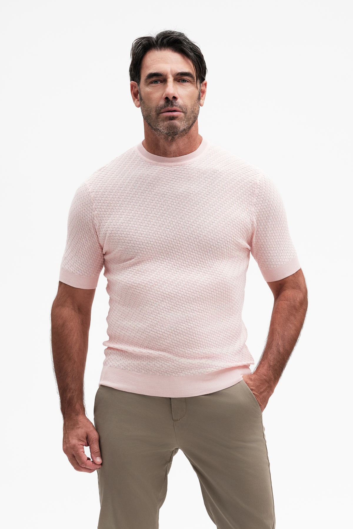 GIROCOLLO MANICA CORTA LAV. INTRECCIO COTONE GG14 - WU31088