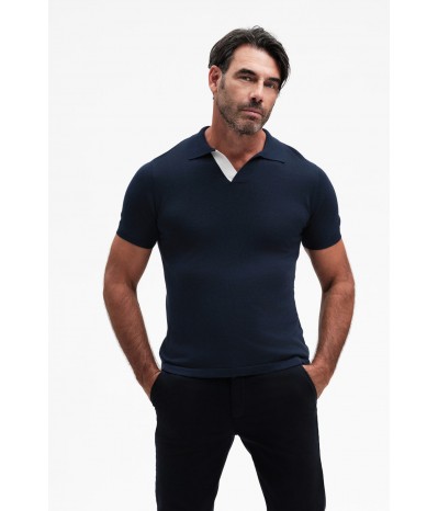 POLO CON COLLO A CONTRASTO MISTO SETA GG14 - WU31114