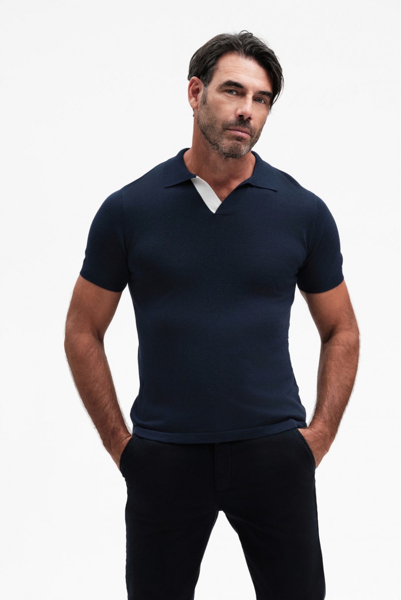 POLO CON COLLO A CONTRASTO MISTO SETA GG14 - WU31114