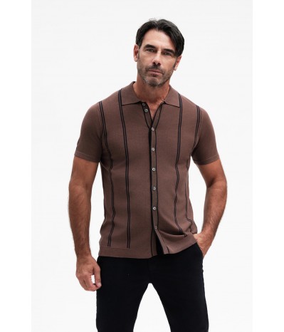 CAMICIA IN MAGLIA RIGHE MISTO SETA GG14 - WU31116