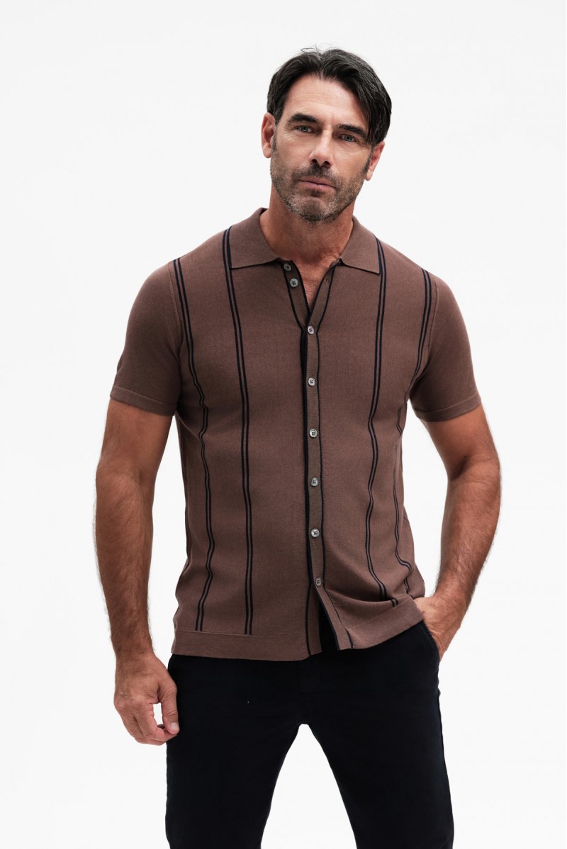 CAMICIA IN MAGLIA RIGHE MISTO SETA GG14 - WU31116