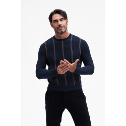 GIROCOLLO A RIGHE MISTO SETA GG14 - WU31117