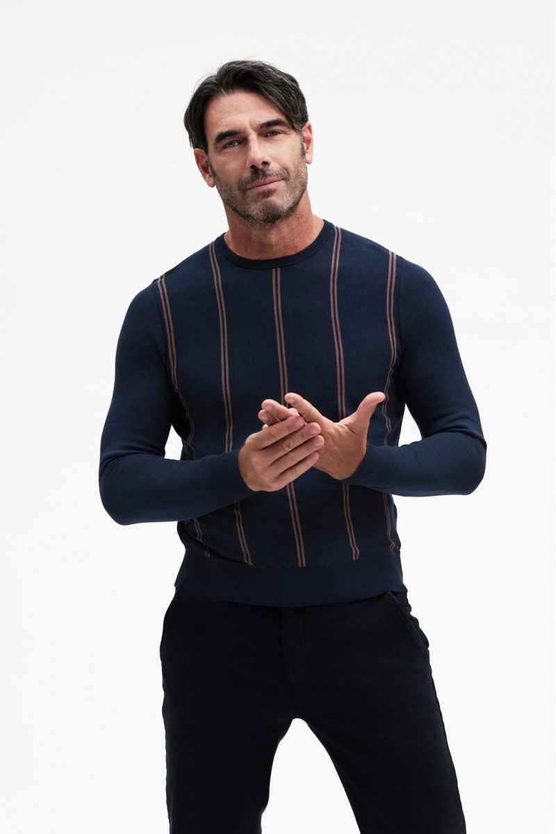 GIROCOLLO A RIGHE MISTO SETA GG14 - WU31117