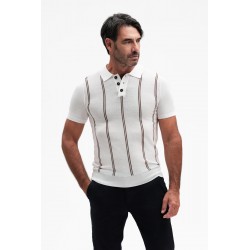 POLO MANICA CORTA A RIGHE MISTO SETA GG14 - WU31118