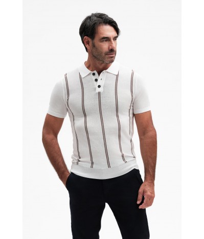 POLO MANICA CORTA A RIGHE MISTO SETA GG14 - WU31118