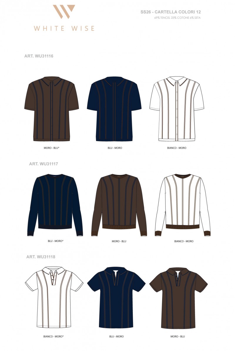 WHITE WISE POLO MANICA CORTA A RIGHE MISTO SETA GG14 - WU31118 