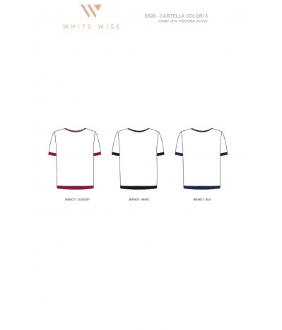 MAGLIA MANICA CORTA CON SMERLO A CONTRASTO - WW31046