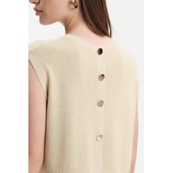 TOP IN MAGLIA LUREX CON BOTTONI ORO - WW31055