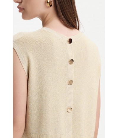 TOP IN MAGLIA LUREX CON BOTTONI ORO - WW31055