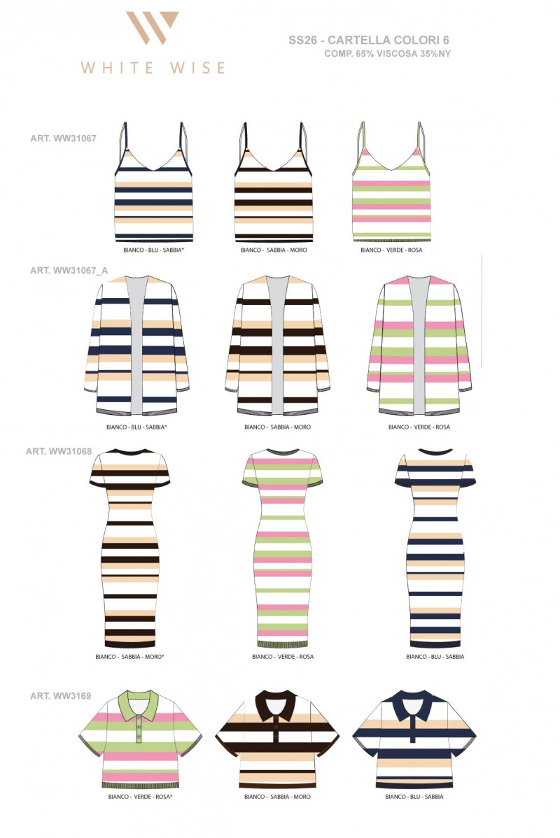 WHITE WISE POLO IN MAGLIA RIGHE LUREX - WW31069 