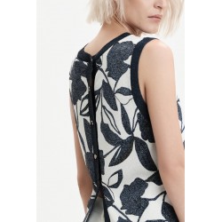 TOP IN MAGLIA FANTASIA CON BOTTONI ORO - WW31094