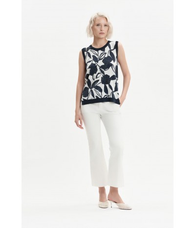 TOP IN MAGLIA FANTASIA CON BOTTONI ORO - WW31094