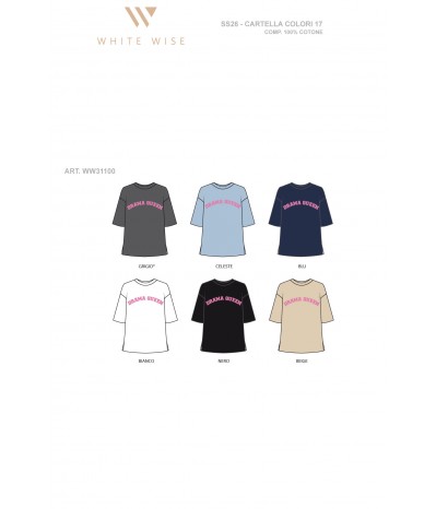 T-SHIRT OVER SCRITTA DRAMA QUEEN STRASS - WW31100