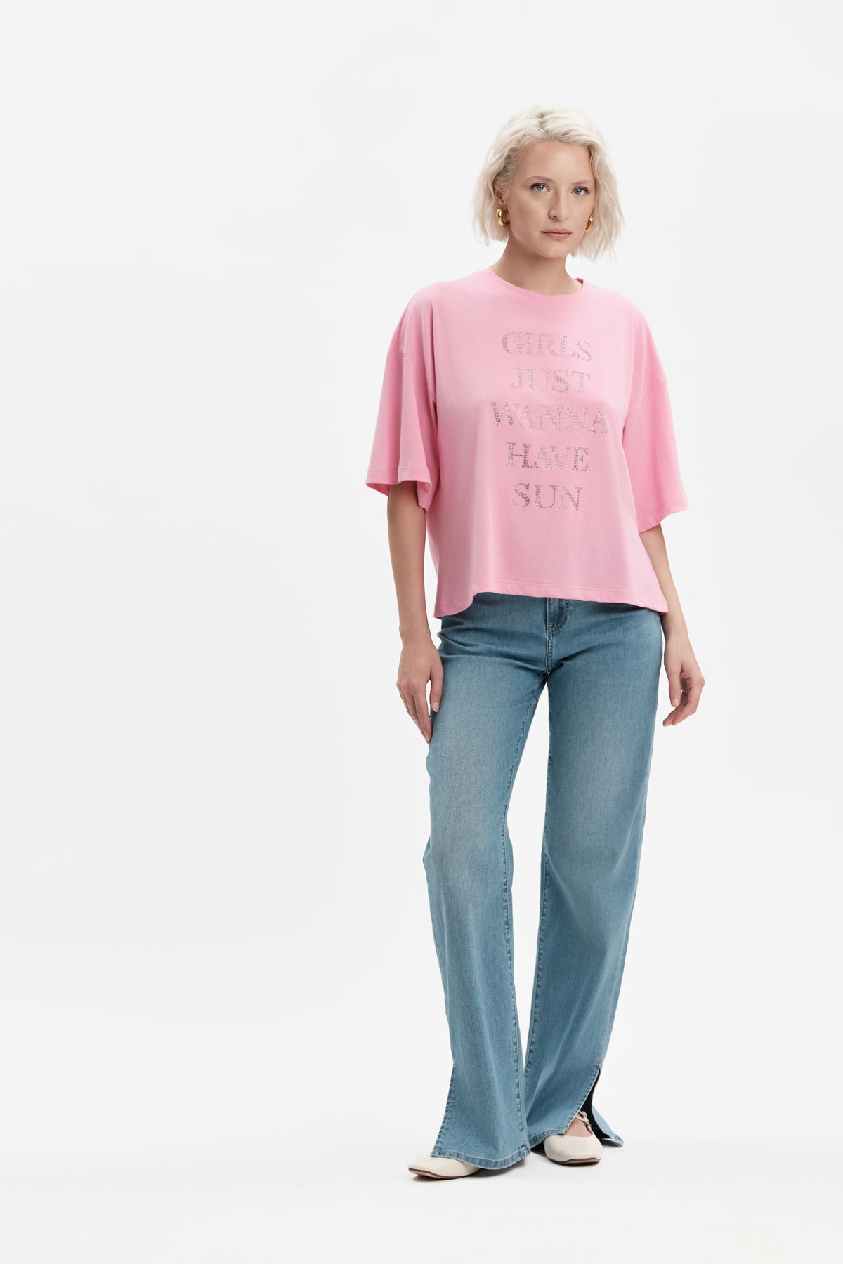 T-SHIRT OVER SCRITTA GIRLS JUST WANNA HAVE SUN - WW31103