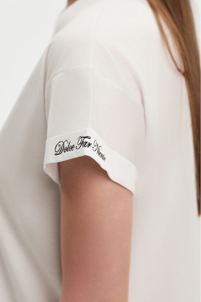 T-SHIRT CON RISVOLTO RICAMO DOLCE FAR NIENTE - WW31104