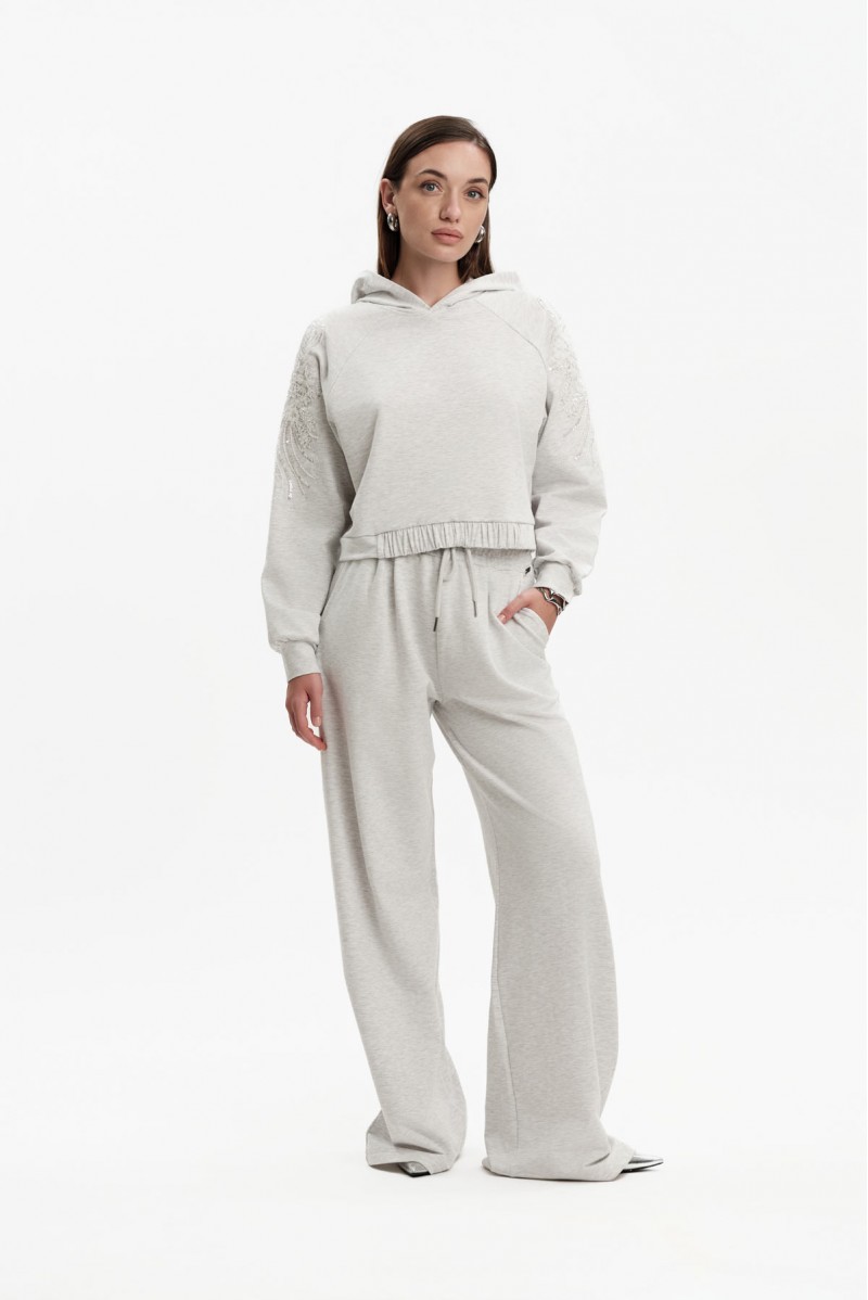 FELPA CROPPED CON CAPPUCCIO E APPLICAZIONI - WW31134_A