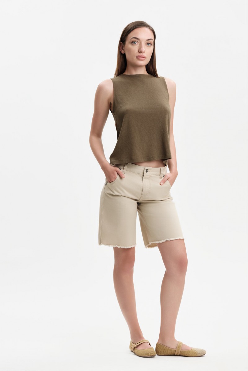 TOP MISTO LINO CON BOTTONCINI - WW31176