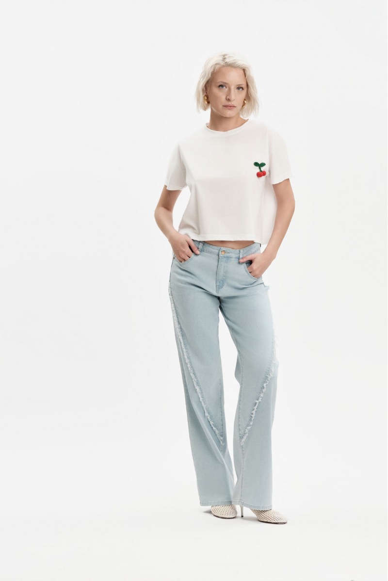 MARTA - PALAZZO DENIM CON FRANGE 7oz - WW31205