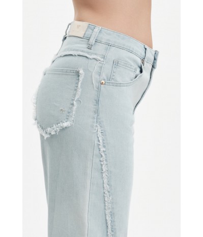 MARTA - PALAZZO DENIM CON FRANGE 7oz - WW31205