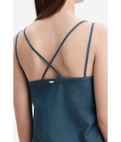 TOP IN CHAMBRAY CON BRETELLINE INCROCIATE - WW31259