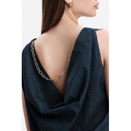 TOP IN CHAMBRAY CON DRAPPEGGIO E CATENELLA - WW31264