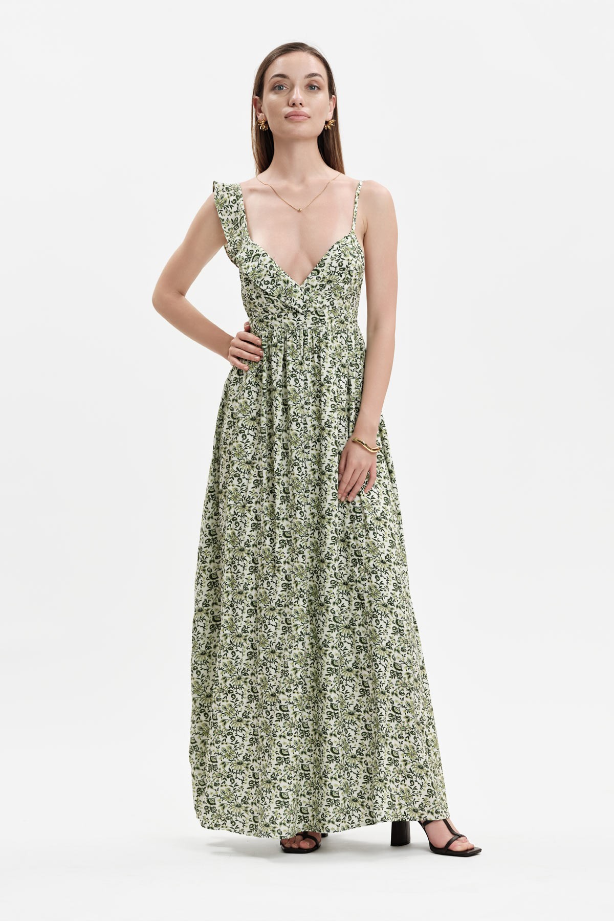 ABITO LUNGO A BRETELLINE FANTASIA FLOREALE - WW31539