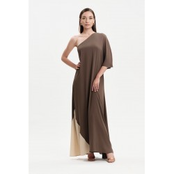 ABITO MONOSPALLA IN GEORGETTE BICOLORE - WW31659