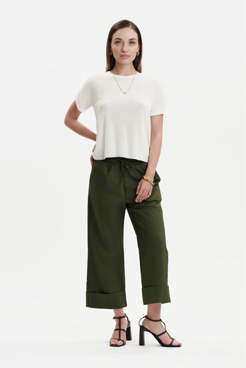 PANTALONI AMPI RISVOLTO POPELINE - WW31691