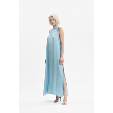 ABITO LUNGO IN  RASO SCOLLO ALL'AMERICANA - WW31802