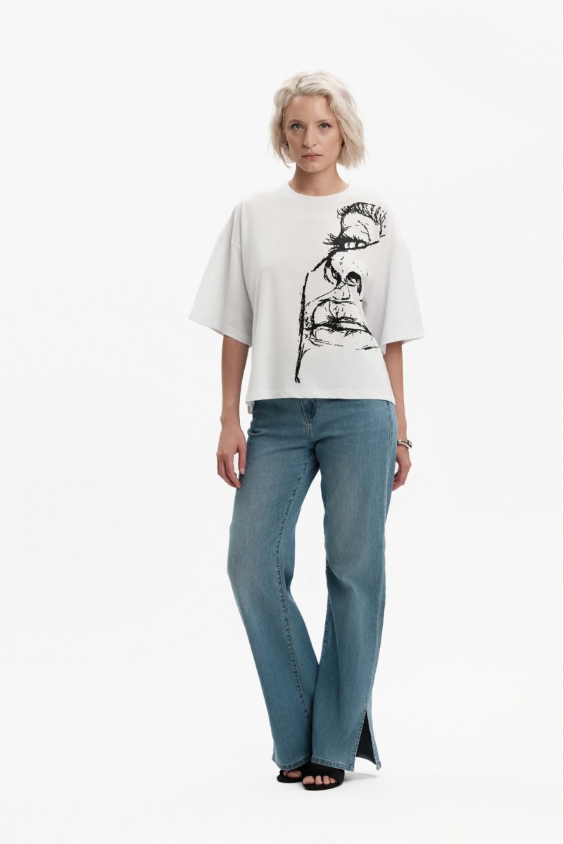 T-SHIRT OVER STAMPA VOLTO - WW31106