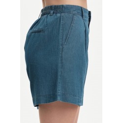 PANTALONCINI IN CHAMBRAY CON PINCES E RISVOLTO - WW31253