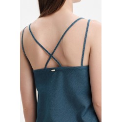 TOP IN CHAMBRAY CON BRETELLINE INCROCIATE - WW31259