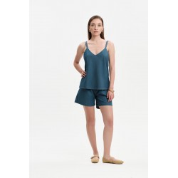 TOP IN CHAMBRAY CON BRETELLINE INCROCIATE - WW31259