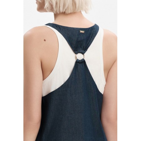 TOP CON DOPPIO PANNELLO IN CHAMBRAY - WW31262